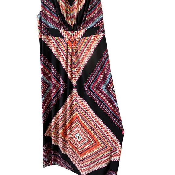 Chicos Geometric Print Sleeveless Maxi Dress 2 Draped Neckline Colorful Tribal - Picture 5 of 16